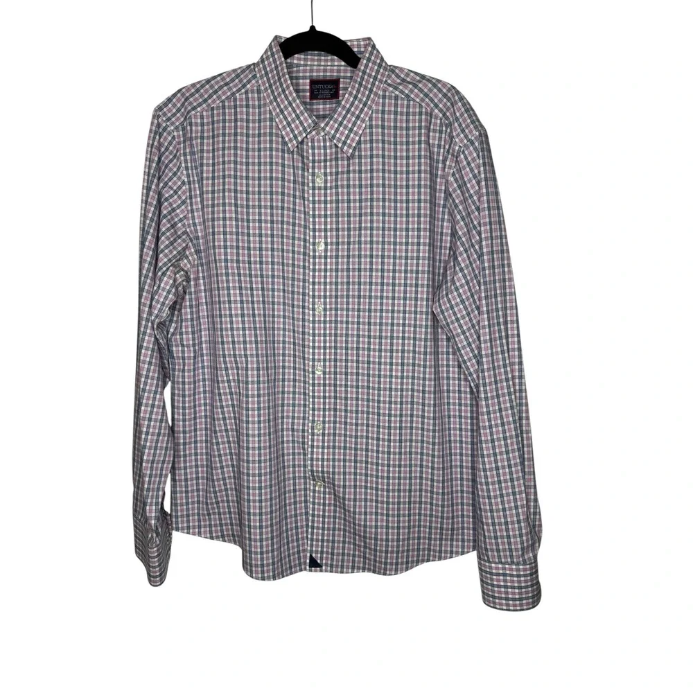 UNTUCKit Pio Cesare Slim Fit Wrinkle Free Plaid‎ Shirt Mens XL Pink Blue Cotton